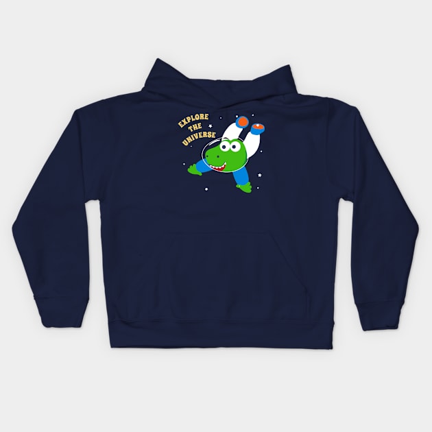 Cute dinosaur astronaut. Kids Hoodie by KIDS APPAREL